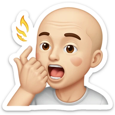 A man with his mouth open hits himself on the cheek sticker