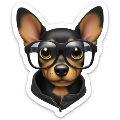 Black Mini pincher with snowboard glasses  sticker