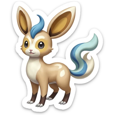 Colorful Skilled Adept Graceful Asian Painted Meloetta-Minccino-Absol-Emolga-Pachirisu-Floatzel-fusion-hybrid-creature (full body) sticker