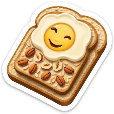 Vegetarian breakfast emoji illustration, flat iOS emoji style, toast, fruits, oatmeal, nuts, milk, no eggs, no meat, no fish, no non-vegetarian food, clean white background.” sticker
