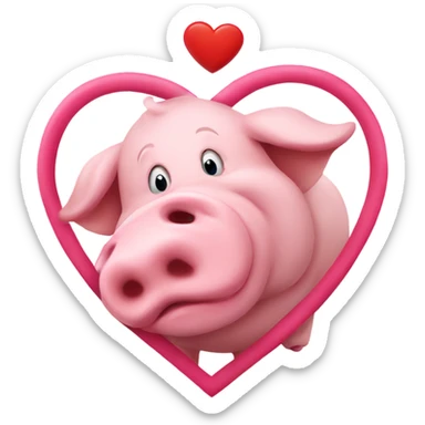 heart with a piglet sticker