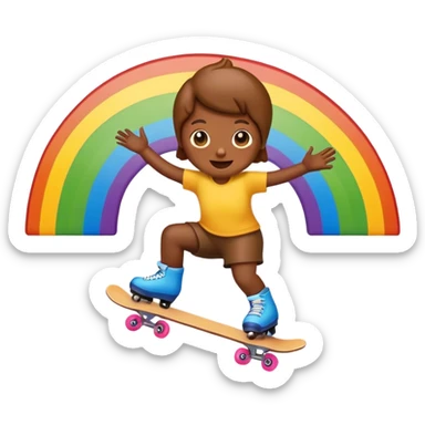 Poop emoji skating in a rainbow  sticker