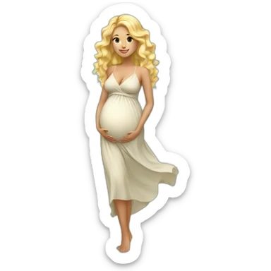 adorable pregnant blond full body women with beach-wave-hair sticker