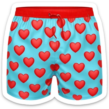 A 3D emoji of men’s boxer shorts in Apple style, decorated with bright red heart patterns. The shorts are simple with no drawstring, only an elastic waistband. Playful and fun design, glossy and smooth texture. Clean Apple-style rendering, isolated on white background.








 sticker