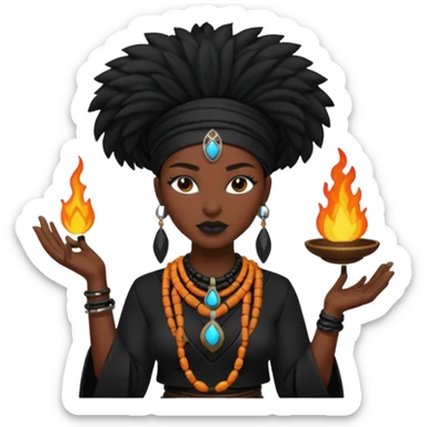 white shaman woman black clothes black accesories  sticker