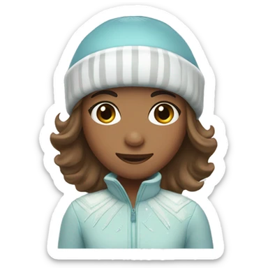 A girl with bangs and brown hair ice skating sticker