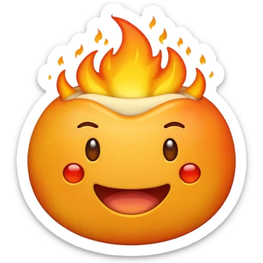fire burning inside a cartoon stomach, emoji style sticker