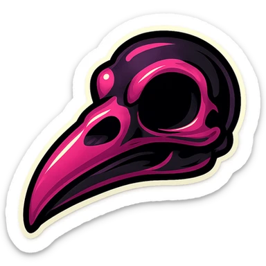 gothic raven skull, black and pink, retro stickers style sticker