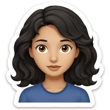 Siyah dalgalı saçlı, esmer, koyu kahverengi gözlü genç kız  sticker