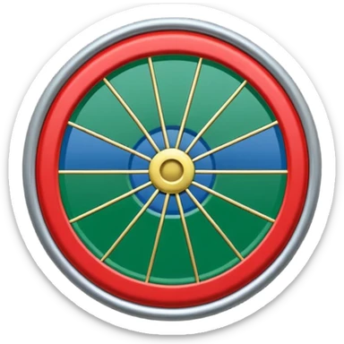 Drapeau bleu et vert avec une roue rouge zvec 24 rayon la roue rouge est a l’interieur du drapeau bleu et vert sticker