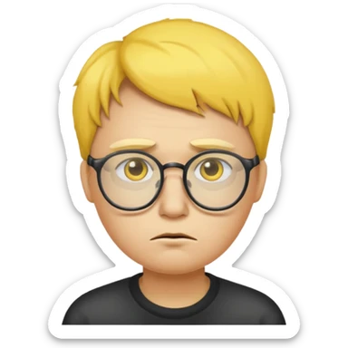 Una cara amarilla con lentes y que esté triste sticker