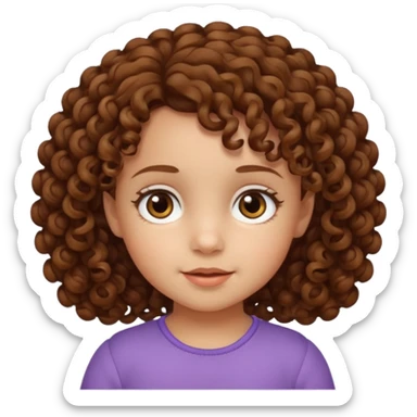 3yr old girl curly brown hair brown eyes sticker
