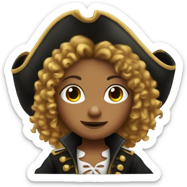 girl with curly hair dressed up as a pirate  sticker