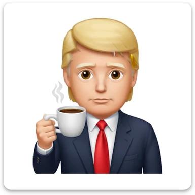 Trump with a coffee  sticker