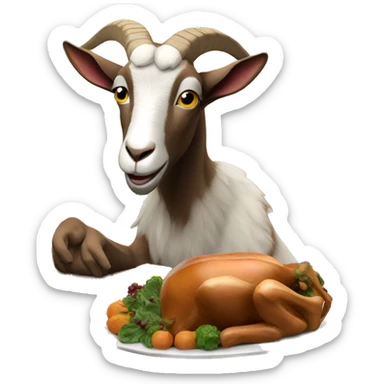 Goat eating thanksgiving dinner  sticker