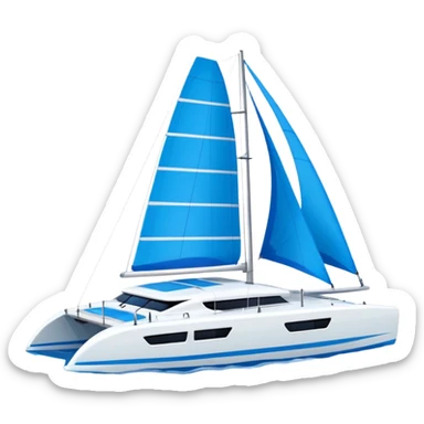 A catamaran with a white background. No wording or lettering on the boat  sticker