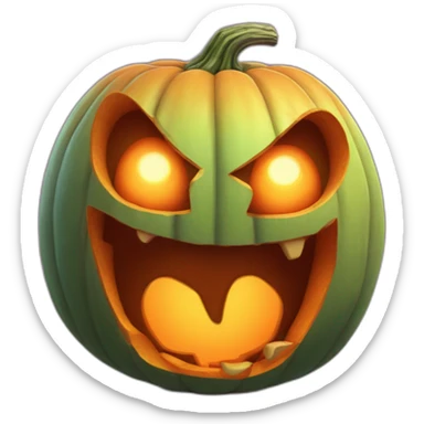 Jack o lantern with the face of a one eyed monster sticking it's tongue out sticker