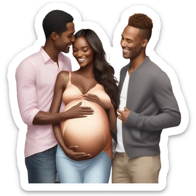 Realistic Photo of a Victoria secret model pregnant posing with a male model at her baby shower  sticker