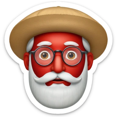 Apple emoji. Jew with payot, glasses, long beard, large nose, biber hat sticker