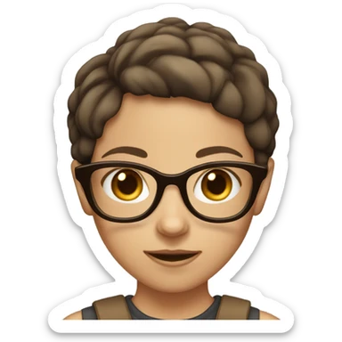 girl with short hair brown hair with glasses and doe eyes sticker
