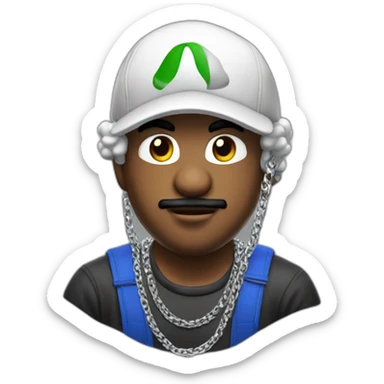 mario as white italian rapper with silver chains sticker