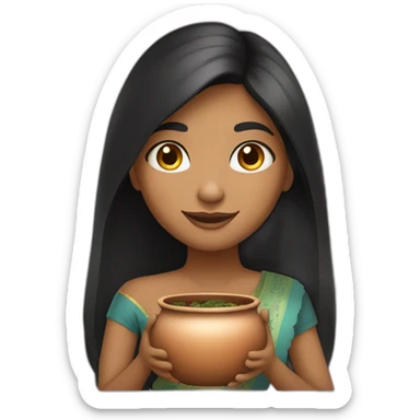 fair skin straight black hair indian girl fair skin holding a pot sticker