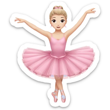A graceful ballerina in a pink tutu, spinning lightly with arms curved elegantly.
 sticker