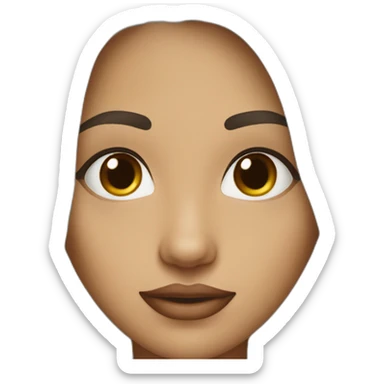 Girl 30 year old girl with droopy brown eyes, long dark brown hair, dark skin, facial mole on the left side of the lower lip sticker