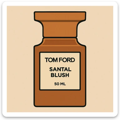 Flat toon style illustration of Tom Ford santal blush perfume  sticker