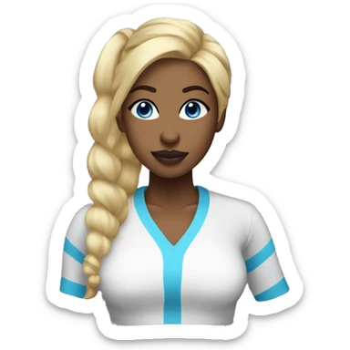 black woman blonde ponytail blue eyes full lips sticker