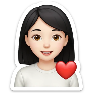 Heart-eyes emoji with a heart next to it and drooling
Black-haired girl, loves white sticker