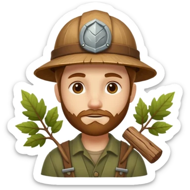 forest carpenter portrait, head and shoulders only, natural wooden accessories, leaf details, earthy tones, nature-crafted vibe, 3D cartoon, mobile game icon style, clean background, no text, no watermark
 sticker