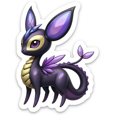 Shiny glossy melanistic Meloetta-Giratina-Noibat-Pokémon-Fakémon-fusion-hybrid-creature sticker