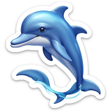 Beautiful and Majestic Dolphin Portrait Emoji, Radiating serene elegance and adorable charm with a graceful, streamlined form and luminous, glossy blue skin that shimmers under the sun, gentle, expressive eyes and a soft, content smile, Simplified yet exquisitely endearing features, highly detailed, glowing with a soft, majestic aquatic light, high shine, calm and enchanting, stylized with an air of timeless oceanic beauty, soft glowing outline, capturing the essence of a beautiful and majestic dolphin that embodies the pure magic of the sea! sticker