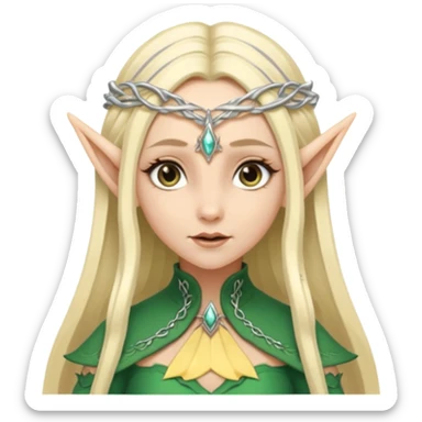 a girl elf with very long blond hair and a twisted headpiece, she's got pointy ears sticker