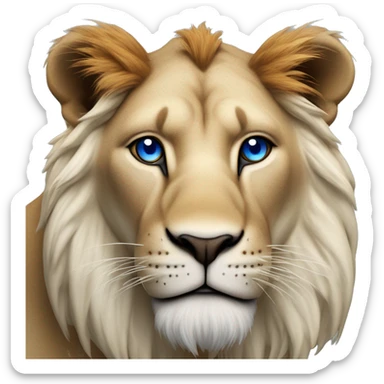 Lion blanc aux yeux bleus avec une tâche marron sur le côté droit du visage  sticker