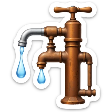 
water pouring from an OLD tap, 1980 sticker