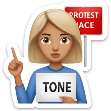 woman holding a protest sign sticker