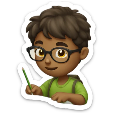 Boy with Spects studying  sticker