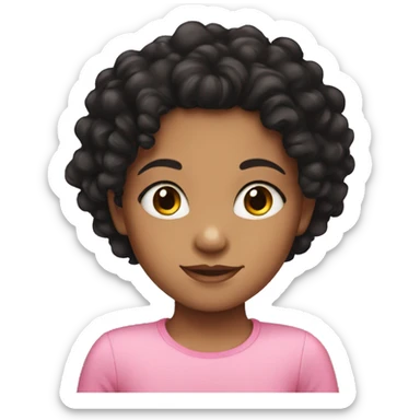 Mixed child  girl with black curly hair  sticker
