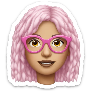 Realistic-Lady-gaga-pink-hair-glasses  sticker