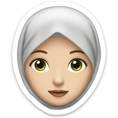 a white woman hijab muslim with green eye and rosy skin sticker