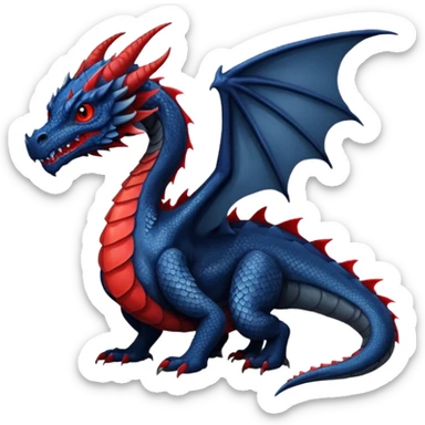 midnight blue-gray-black, with red markings, white belly, scaley scaly dragon draconic Bastet-Noibat-Gatomon-Garchomp-Digimon-Fakémon-Pokémon-creature (full body) sticker