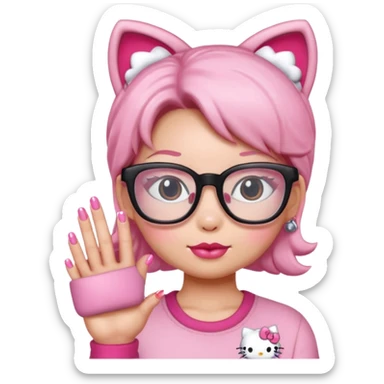 Nails cute hello kitty wear glasses sticker