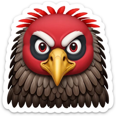   Old black and red angry  vulture looking ahead sticker