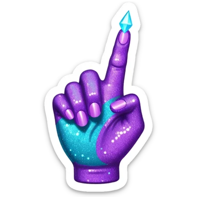 Glitter Roxo e Ciano Mão apontando para direita sticker