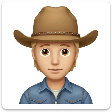 handsome dirty blonde haired man with a cowboy hat on and brown eyes sticker