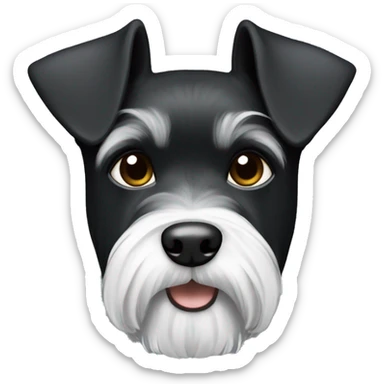 Mini schnauzer, black with white on chest sticker