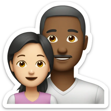 Family with Asian mom and black dad sticker