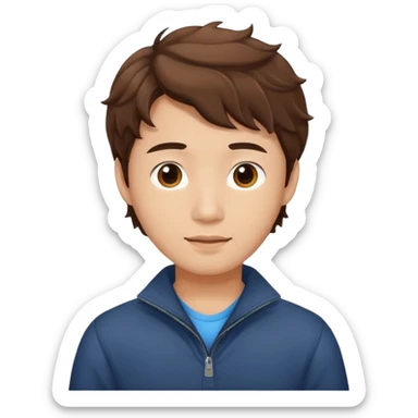 asian young man with wavy brown hair sticker